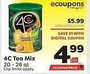 Weis Markets 4C Tea Mix offer