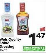 Weis Markets Weis Quality Salad Dressing offer