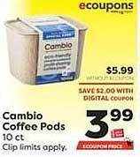 Weis Markets Cambio Coffee Pods offer
