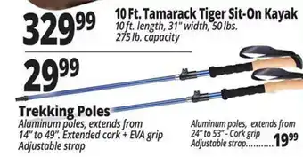 Ocean State Job Lot 10 Ft Tamarack Tiger Siton Kayak, Trekking Poles offer