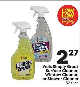 Weis Markets Weis Simply Great Surface Cleaner, Window Cleaner Or Shower Cleaner offer
