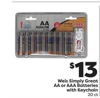 Weis Markets Weis Simply Great AA Or AAA Batteries With Keychain offer