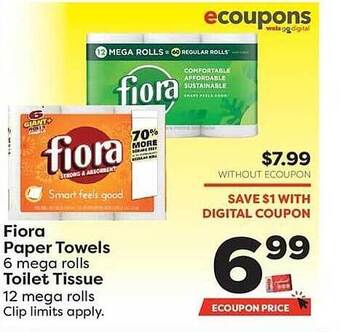 Weis Markets Fiora Paper Towels Or Toilet Tissue offer