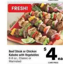 Albertsons Beef Steak Or Chicken Kabobs With Vegetables offer