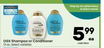 Albertsons Ogx Shampoo Or Conditioner offer