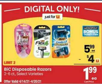Albertsons Bic Disposable Razors offer