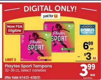 Albertsons Playtex Sport Tampons offer