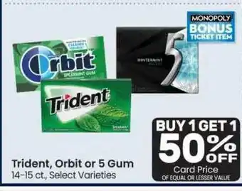 Albertsons Trident, Orbit Or 5 Gum offer