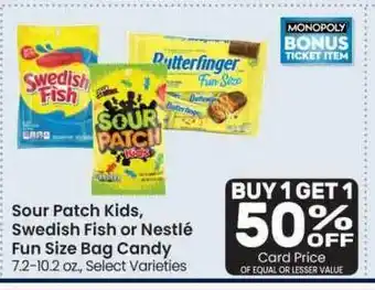 Albertsons Sour Patch Kids, Swedish Fish Or Nestle Fun Size Bag Candy offer
