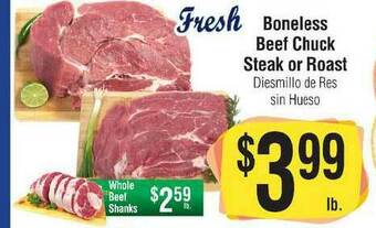 Big Saver Foods Boneless Beef Chuck Steak Or Roast offer