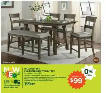 Curacao Hillcrest 6pc Pub Burnished Walnut Set offer