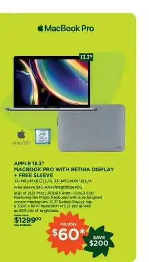 Macbook Pro With Retina Display +Free Sleeve