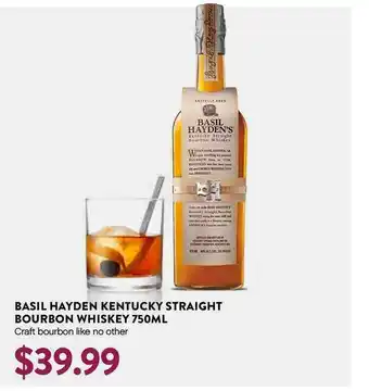 Basil Hayden Kentucky Straight Bourbon Whiskey 750ML