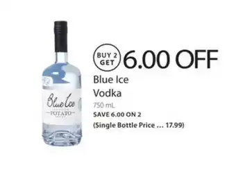 Publix 6.00 Off Blue Ice Vodka 750ml offer