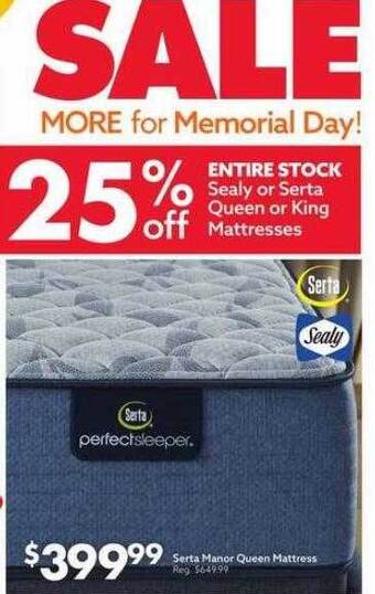 Big Lots Serta Manor Queen Mattress offer