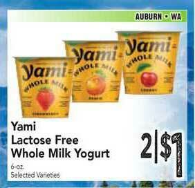Rosauers Yami Lactose Free Whole Milk Yogurt offer