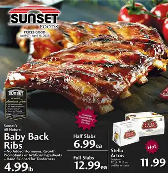 Sunset Foods Baby Back Ribs offer