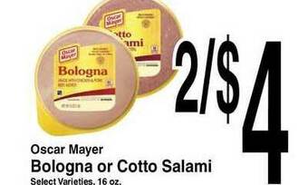 Super Saver Oscar Mayer Bologna Or Cotto Salami offer