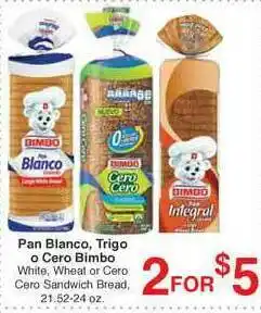 Arteagas Food Center Pan Blanco, Trigo O Cero Bimbo offer