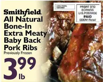 Festival Foods Smithfield All Natural Bone-In Extra Meaty Baby Back Pork Ribs offer