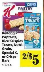 Food Giant Kellogg's Poptarts , Rice Krispies Treats , Nutri - Grain ,special K , Or Crisps Bars offer
