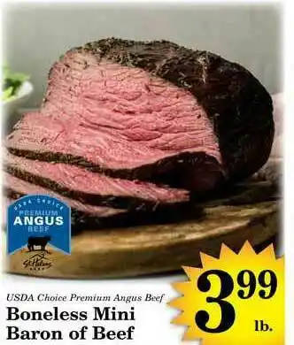 Harvest Foods Boneless Mini Baron Of Beef offer
