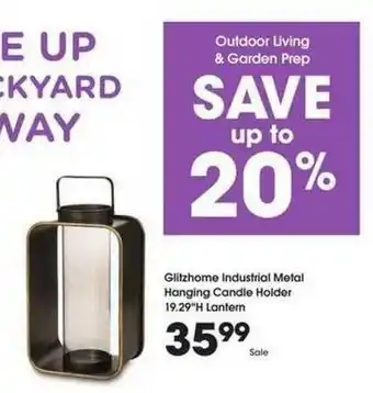 Kroger Glitzhome Industrial Hanging Candle Holder 19.29 H Lantern offer