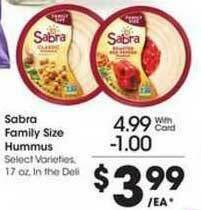 Kroger Sabra Family Size Hummus offer