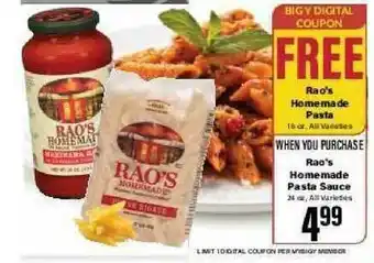 Big Y Rao's Homemade Pasta , Rao's Homemade Pasta Sauce offer