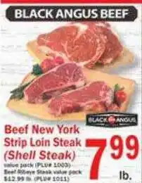Food Bazaar Beef New York Strip Loin Steak (shell Steak) offer