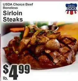 Food Universe Usda Choice Beef Boneless Sirloin Steaks offer