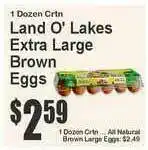 Food Universe Land O' Lakes Extra Large Brown Eggs offer