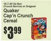 Food Universe Quaker Cap'n Crunch Cereal offer