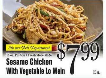 Morton Williams Sesame Chicken With Vegetable Lo Mein offer