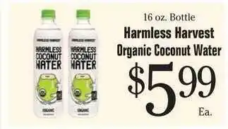 Morton Williams Harmless Harvest Organic Coconut Water offer