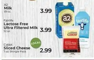 Roche Bros A2 Milk, Fairlife Lactose Free Ultra Filtered Milk, Cabot Sliced Cheese offer