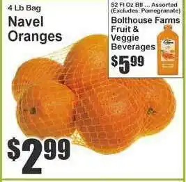 Super Fresh Navel Orange , Bolthouse Farms Fruit & Veggie Beverages offer