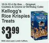 Super Fresh Kellogg's Rice Krispies Treats offer