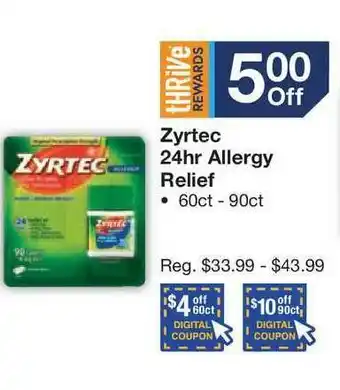Kinney Drugs Zyrtec 24hr Allergy Relief offer