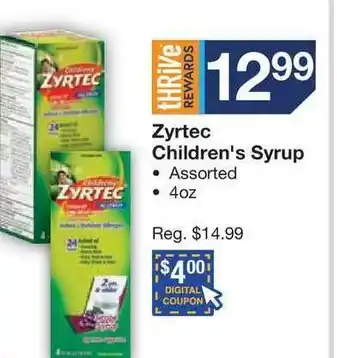 Kinney Drugs Zyrtec Children's Syrup offer