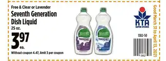 KTA Super Stores Seventh Generation Dish Liquid offer