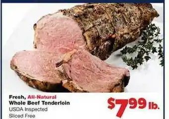 No Frills Supermarkets Fresh , All-Natural Whole Beef Tenderloin offer