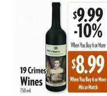 Reasors 19 Crimes Wines offer