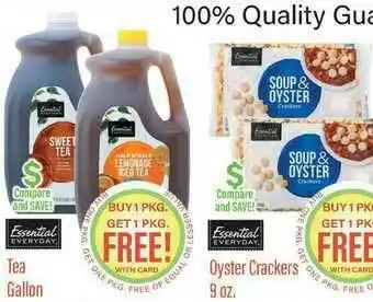 Remke Tea Gallon , Oyster Crackers offer