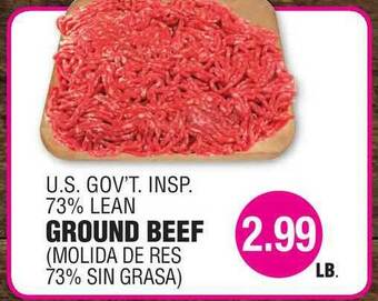 Carnicerias Jimenez U.s Gov't. Insp . 73% Lean , Ground Beef offer