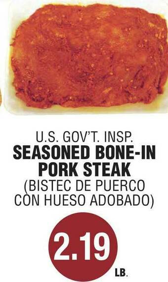 Carnicerias Jimenez U.s. Gov't. Insp , Seasoned Bone-in Pork Steak offer