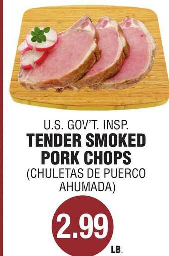 Carnicerias Jimenez U.s. Gov't. Insp. Tender Smoked Pork Chops offer