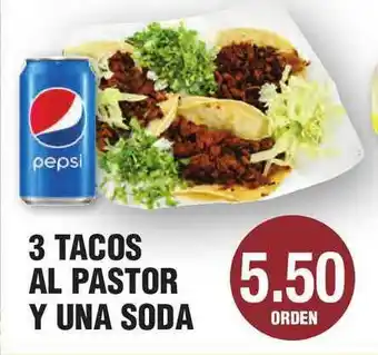 Carnicerias Jimenez 3 Tacos Al Pastor Y Una Soda offer