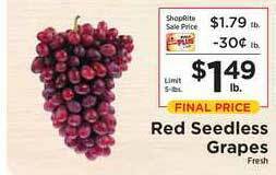 ShopRite Red Seedless Grapes offer