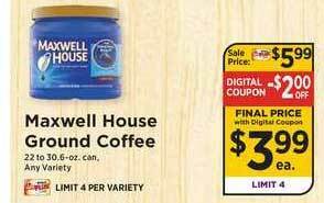 ShopRite Maxwell House Ground Coffee offer